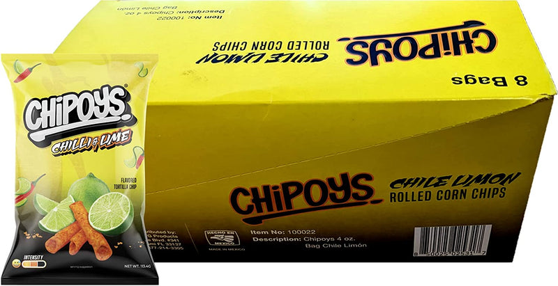 Chipoys Tortilla Chips | Chilli & Lemon flavour | Pack of 8 Global Snacks