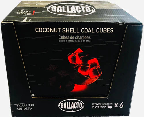 Gallacto Coconut Shell Charcoal Cubes Pack of 6 (1kg |72 Cubes Each)